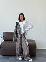 Брюки женские леопардовый принт Женские легкие летние брюки Брюки палаццо женские Стильные женские брюкиMiR&VR