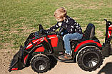 ВЕЛИКИЙ дитячий трактор - електромобіль з причепом та двома ківшами Bambi, червоний, фото 5