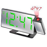 Зеркальные настольные часы VST-896S-4 с проектором цифр, часы - метеостанция, сетевые часы с будильником 9091