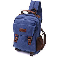 Легкий текстильный рюкзак с уплотненной спинкой и отделением для планшета Vintage 22169 Синий hl