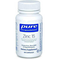 Микроэлемент Цинк Pure Encapsulations Zinc 15 mg 60 Caps KS, код: 7520605