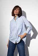 Жіноча сорочка з коміром-стійкою блакитний колір, S (є розміри)