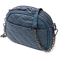 Стильная женская стеганая сумка из мягкой натуральной кожи Vintage 22327 Синяя hl
