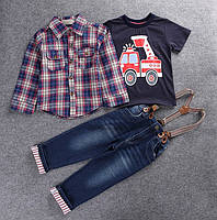 Дитячий комплект із сорочкою та джинсами для хлопчика, трійка