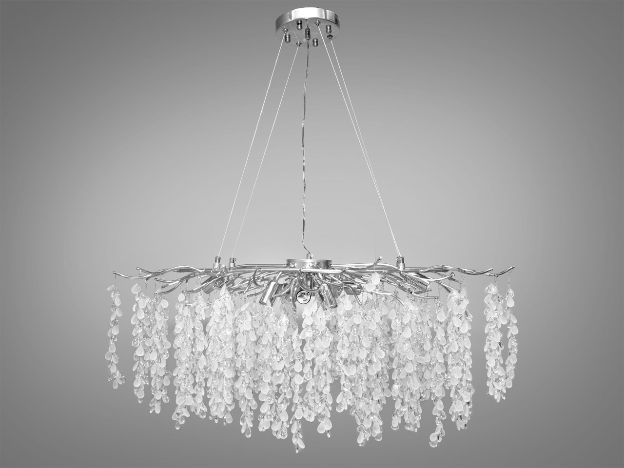 Сучасна кришталева люстра "Гліцинія" витягнутої форми, колір хром 603-L900CH-LS