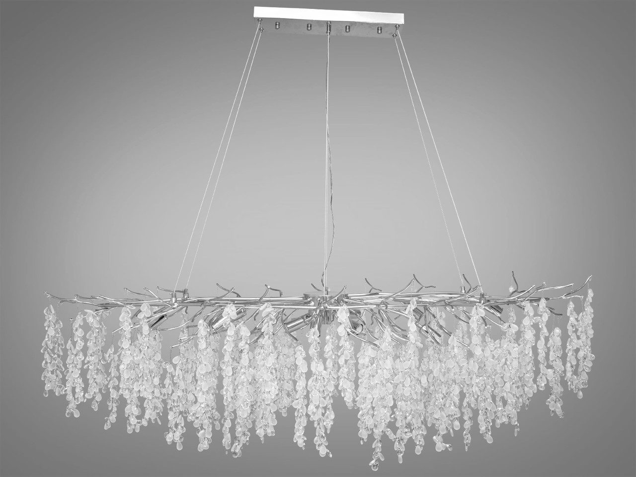Чудова кришталева люстра "Гліцинія" витягнутої форми, колір хром 603-L1500CH-LS