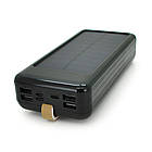 Power bank KKD-6W 60000 mAh (ККД 60%) Solar, flashlight, Input: 5V/2.1A(MicroUSB, TypeC, Lightning), Output: