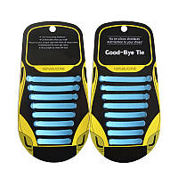 Силиконовые шнурки для обуви голубые 16шт. Прикольные шнурки ленивые эластичные для кроссовок