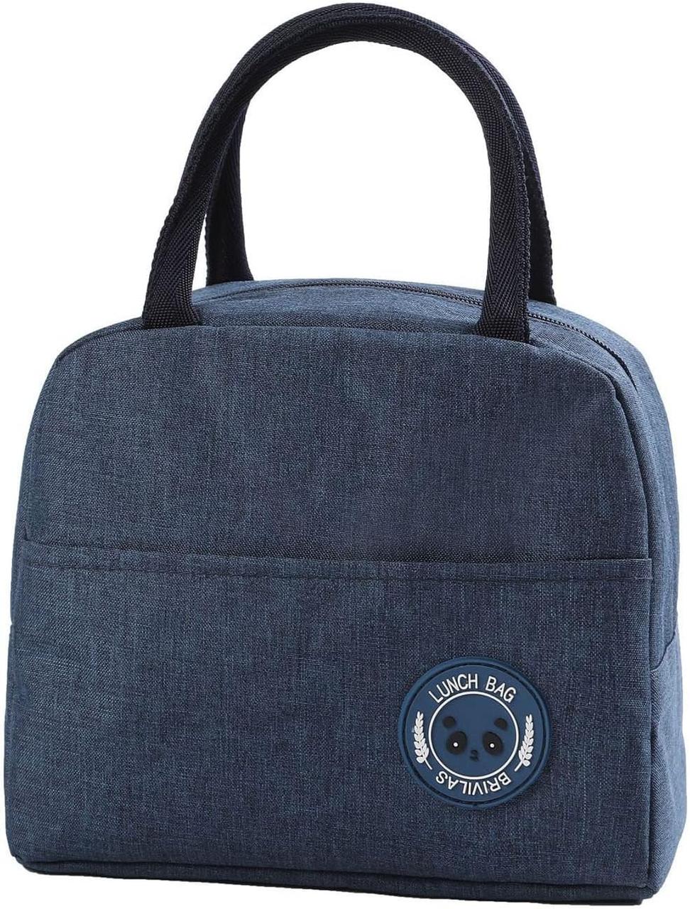 Ланч бег - термосумка для їжі з собою Panda, синя, фото 1