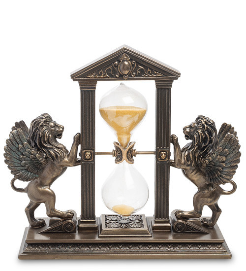 Годинник настільний пісочні Veronese Крилаті леви 20х18х7 см 1904310 полістоун із бронзовим покриттям
