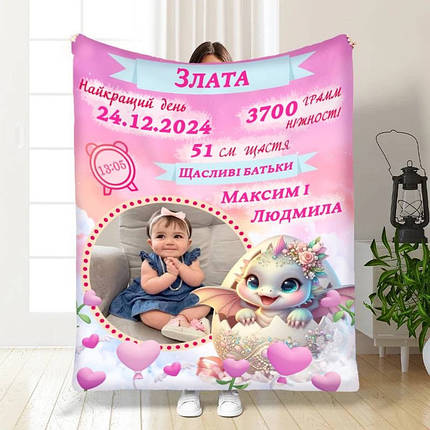 Плед 3D з метрикою Дракончик №3 1 фото 3846_C 16618 80х100 см ID 4792698, фото 1