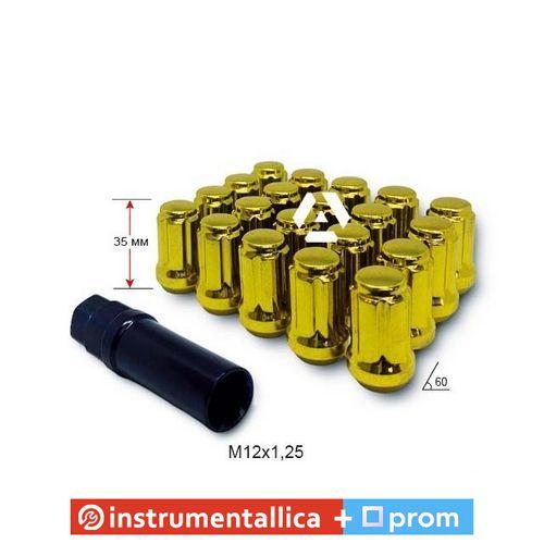 Гайка колісна A211444SD GD M12х1,25х35мм Конус Золотий хром 20 гайок + 1 спец.ключений у комплекті