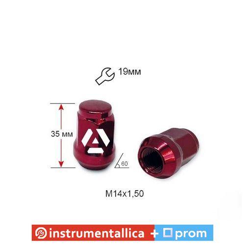 Гайка колісна A801448RD (13735) M14х1,5х35 мм Конус Закрита Червоний Хром Ключ 19