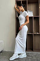 Платье женское белого цвета р.42-46 177770T Бесплатная доставка