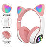 Бездротові дитячі Bluetooth-навушники з котячими вушками та кольоровою підсвіткою Cat VZV-23M (Рожеві), фото 2