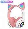 Бездротові дитячі Bluetooth-навушники з котячими вушками та кольоровою підсвіткою Cat VZV-23M (Рожеві), фото 3