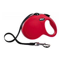 Рулетка для собак Flexi New Classic М 8 метров, до 20 кг (красная), поводок с лентой IN, код: 6969360