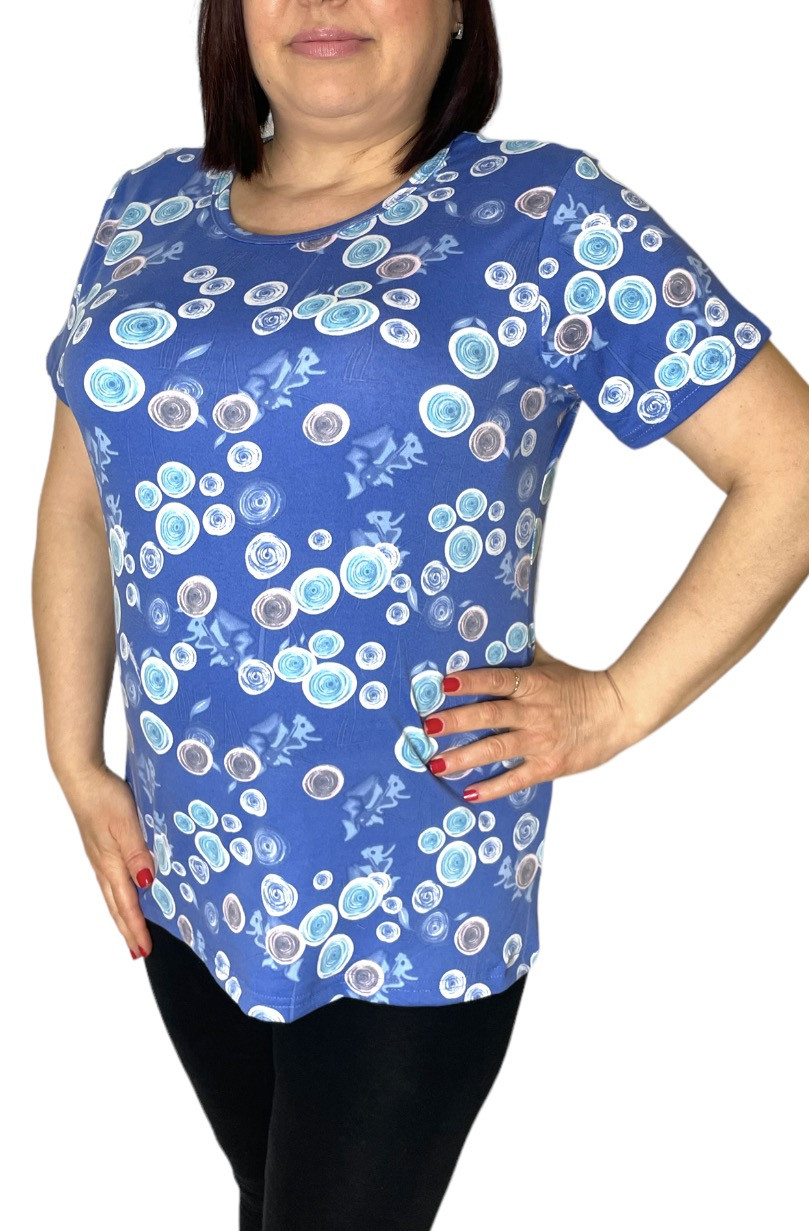 Футболка жіноча яскрава з принтом Троянди, Китай. Розміри норма L - 4XL (48-56), фото 1