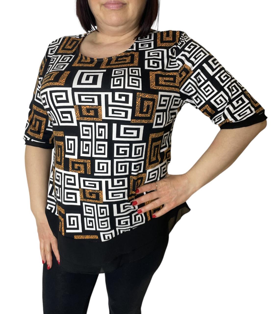 Блузка жіноча літня повсякденна, Китай. Розміри норма L - 4XL (48-56), фото 1