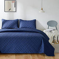 Покривало для ліжка Beeweed 200x170 см з 2 наволочками темно-синє
