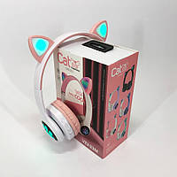 Беспроводные наушники с кошачьими ушками и RGB подсветкой Cat VZV 23M. Цвет: розовый