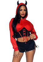 Укороченная толстовка Дьявол Leg Avenue Devil cropped hoodie S/M sexx.com.ua