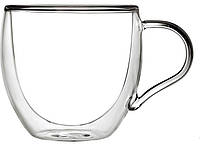 Набор чашек с ручками с двойными стенками Ardesto, 300мл, 9.2см, 2шт, боросиликатное стекло, прозрачный