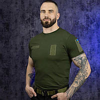 Мужская футболка Pobedov Peremoga с велкро панелями + Подарок шеврон Украины хаки размер S