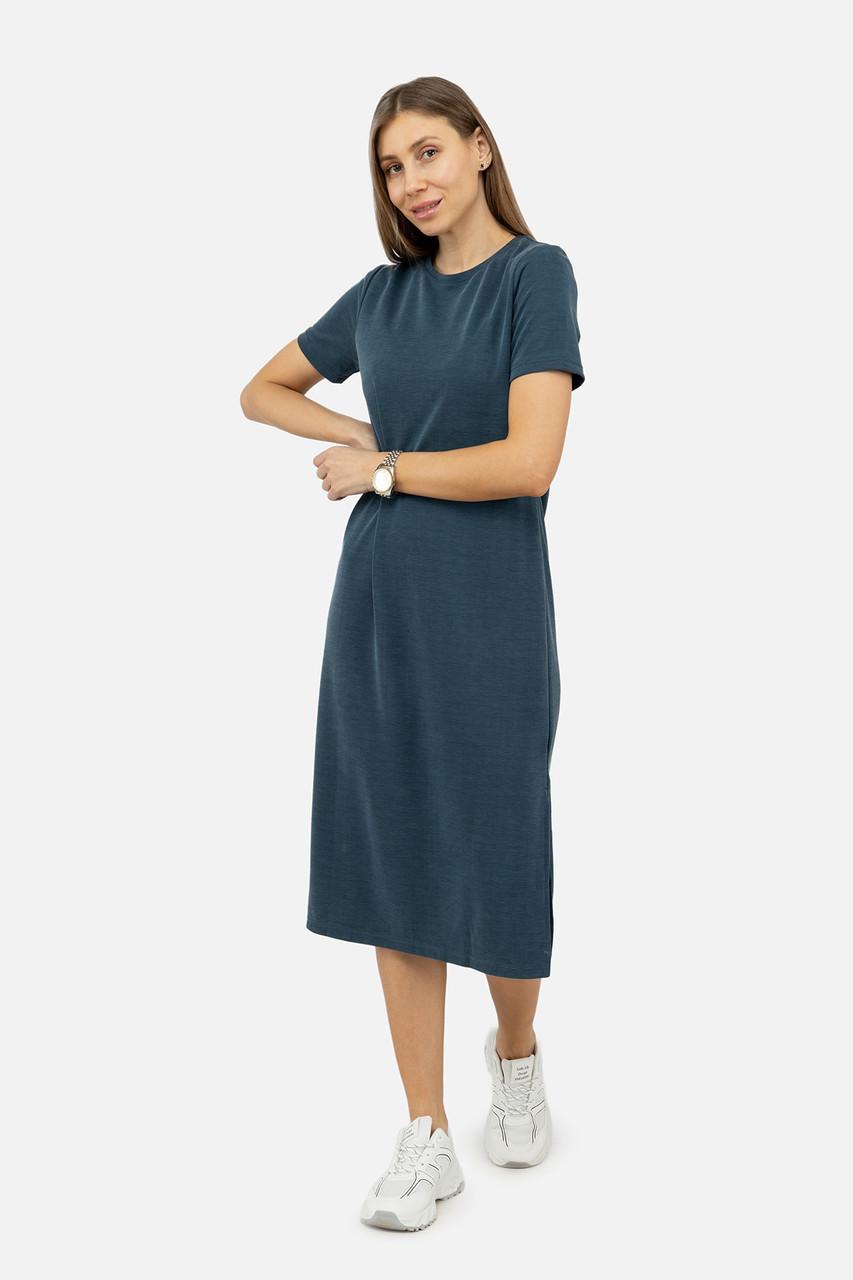 Жіноча сукня з коротким рукавом колір синій ЦБ-00246518