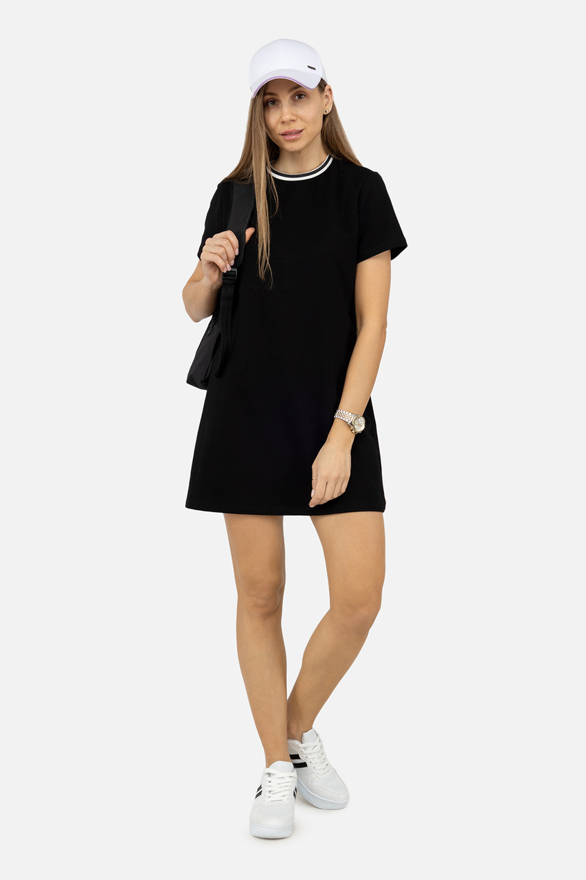 Жіноча сукня з коротким рукавом колір чорний ЦБ-00246624