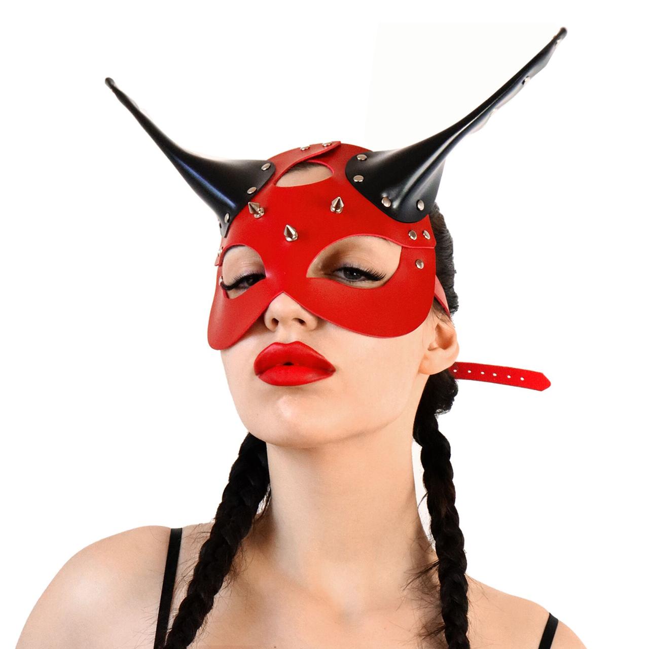 Шкіряна маска Art of Sex — Lucifer Red&Black