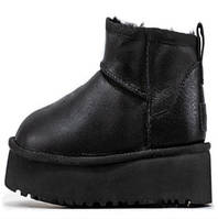 UGG Ultra Mini Black Platform Leather (Шкіра- платформа 3 см) 37 w sale