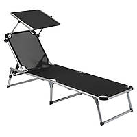 Ліжко розкладне Sun Lounger With Sunscreen Black 1304460 Bo-Camp DAS301465