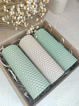 Набір декоративних натуральних свічок із вощини №10, 3шт./набір