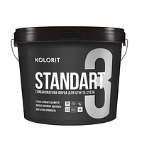 Фарба латексна інтер'єрна глибоко матова для стін та стелі Kolorit STANDART 3  біла 9л