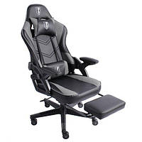 Геймерское кресло с подставкой для ног до 120кг черное-серое BS5926 Германия