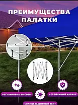 Посилений розсувний намет-гармошка на білому каркасі для саду 2х3 м Тент для вуличної торгівлі, фото 3