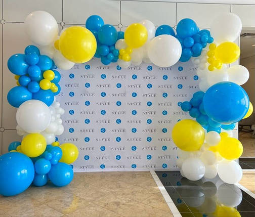 Арка гірлянда з повітряних кульок Жовто блакитна, фото 1