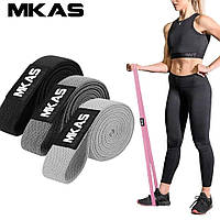 Набор тканевых резинок для фитнеса MKAS Long (Black-Gray)