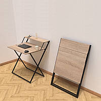 Стол-трансформер Компакт 2, раскладной стол, письменный стол, стол с полкой, стол с металлом ЛОФТ Дуб сонома