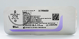 Хірургічна нитка Ethicon Вікрил (Vicryl) 0, довжина 90 см, кільк. голка 48 мм, W9450