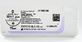 Хірургічна нитка Ethicon Вікрил (Vicryl) 0, довжина 75 см, кільк. голка 31 мм, W9138