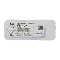 Хірургічна нитка Ethicon Вікрил (Vicryl) 2/0, довжина 75 см, кільк. голка 40 мм, W9150