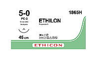 Хирургическая нить Ethicon Этилон (Ethilon) 5/0, длина 45 см, реж. игла 16 мм, 1865H (W1616T)