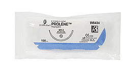 Хірургічна нитка Ethicon Пролен (Prolene) 0, довжина 100 см, кільк. голка 40 мм, W8434