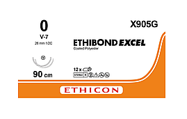 Хірургічна нитка Ethicon Етибонд Ексель (Ethibond Excel) 0, 2шт. по 90 см, кільк. голка 26 мм, X905G