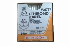 Хірургічна нитка Ethicon Етибонд Ексель (Ethibond Excel) 2/0, довжина 90 см, 2 кільк. голки 26 мм, W6767