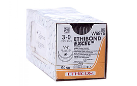 Хірургічна нитка Ethicon Етибонд Ексель (Ethibond Excel) 3/0, довжина 90 см, 2 кільк. голки 26 мм, W6976