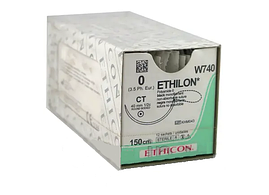 Хірургічна нитка Ethicon Етилон (Ethilon) 0, довжина 150 см, кільк. голка 40 мм, W740