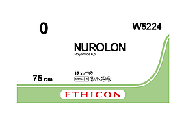 Хірургічна нитка Ethicon Нуролон (Nurolon) 0, 10 шт. по 75 см, без голки W5224